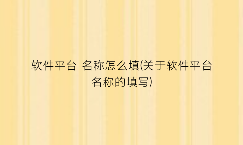 软件平台名称怎么填(关于软件平台名称的填写)